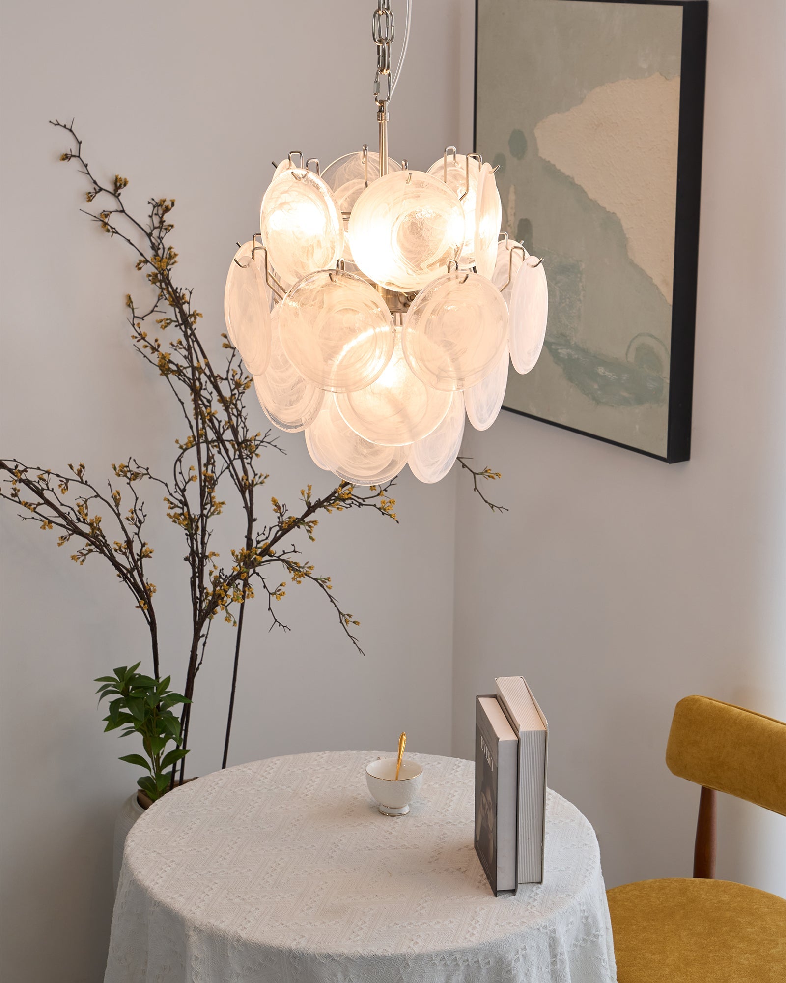 Aqua White Glass Murano Chandelier - Vakkerlight