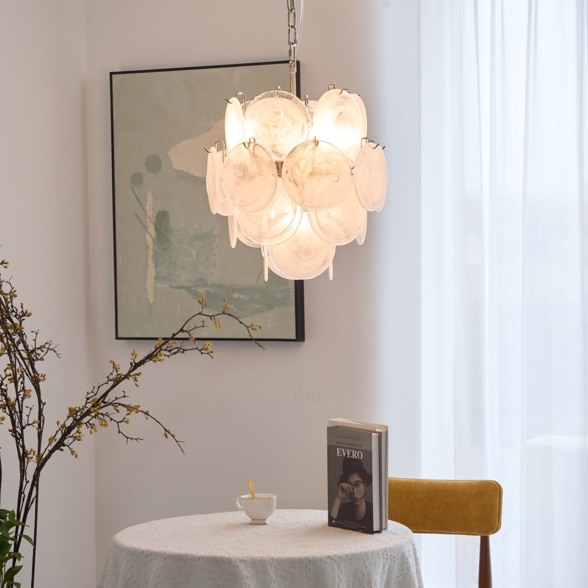 Aqua White Glass Murano Chandelier - Vakkerlight