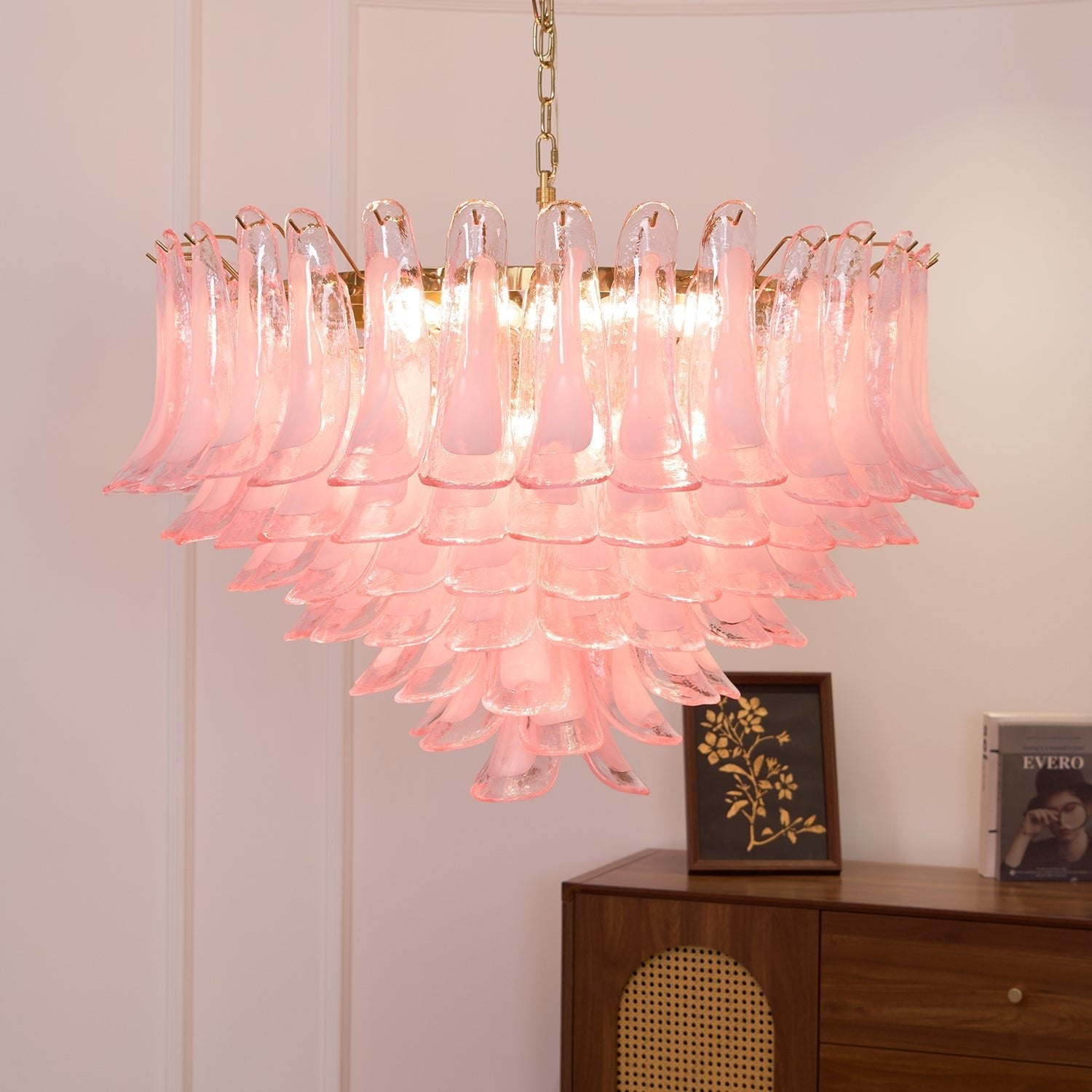 Blush Pink Glass Murano Chandelier - Vakkerlight