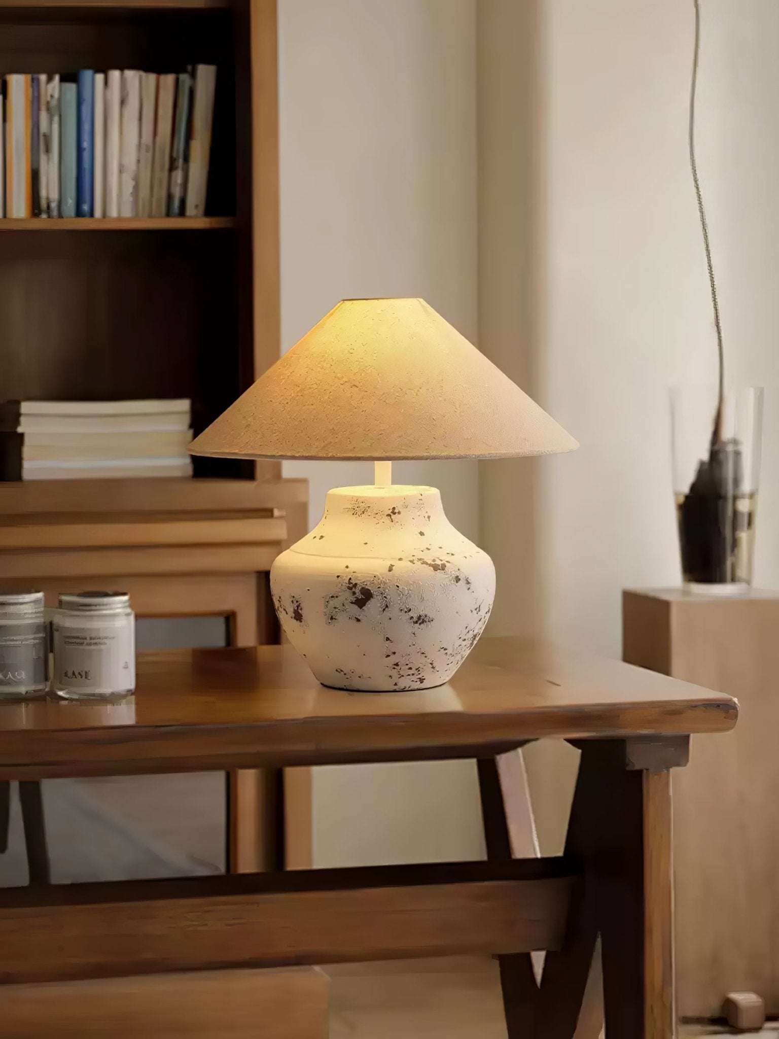 Distressed White Ceramic Table Lamp - Vakkerlight