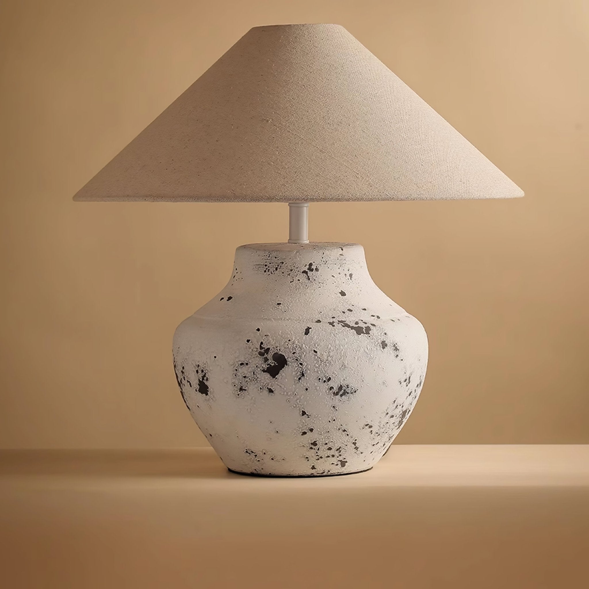 Distressed White Ceramic Table Lamp - Vakkerlight