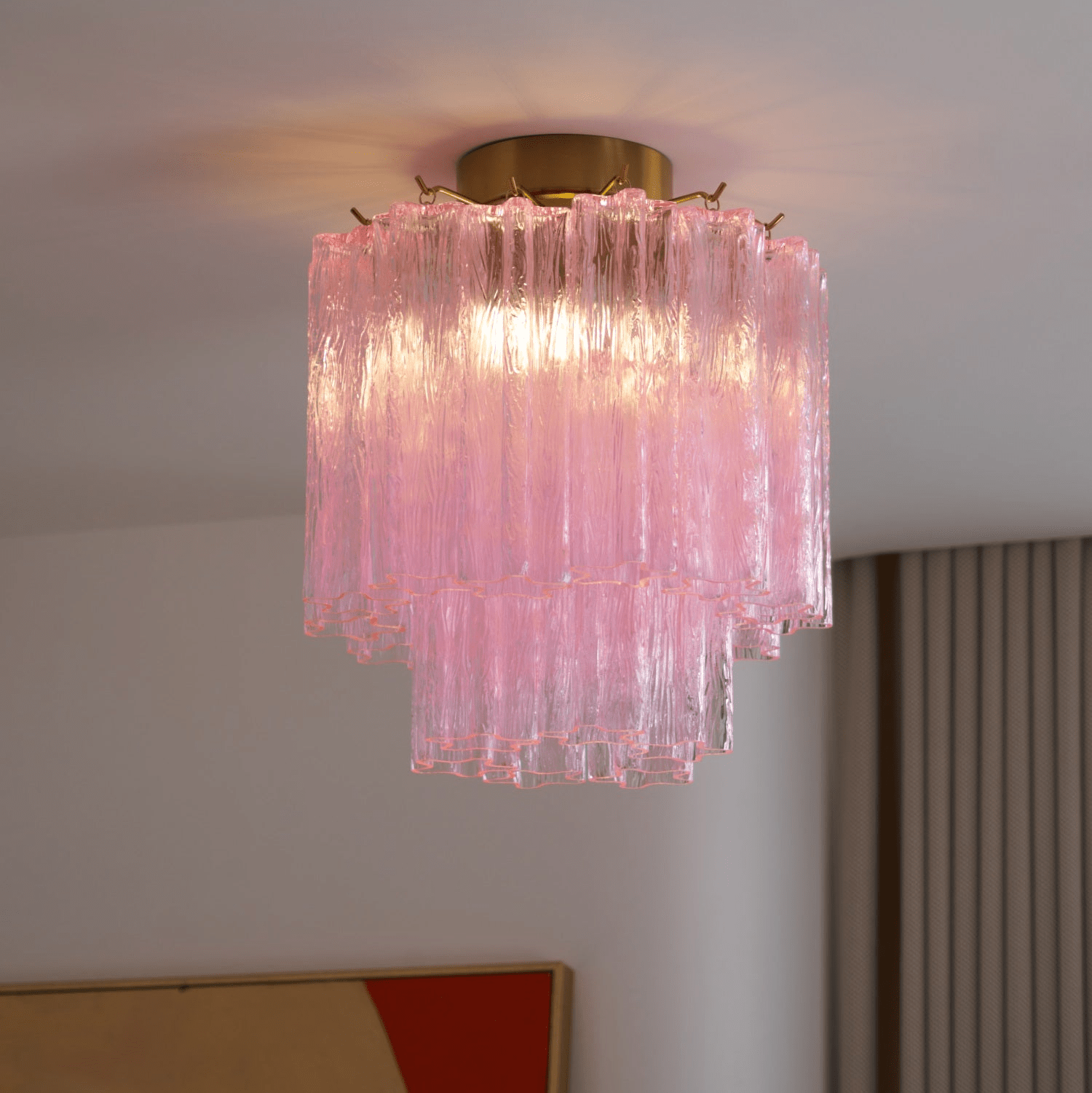 Fiora Pink Murano Glass Ceiling Lamp - Vakkerlight