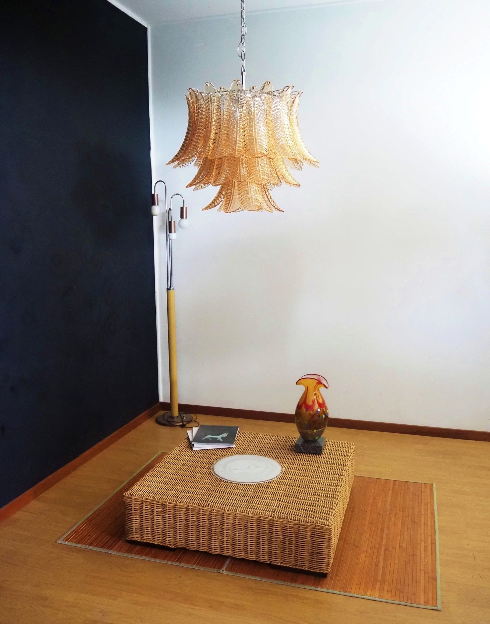 Murano Amber Glass Leaf Chandelier - Vakkerlight