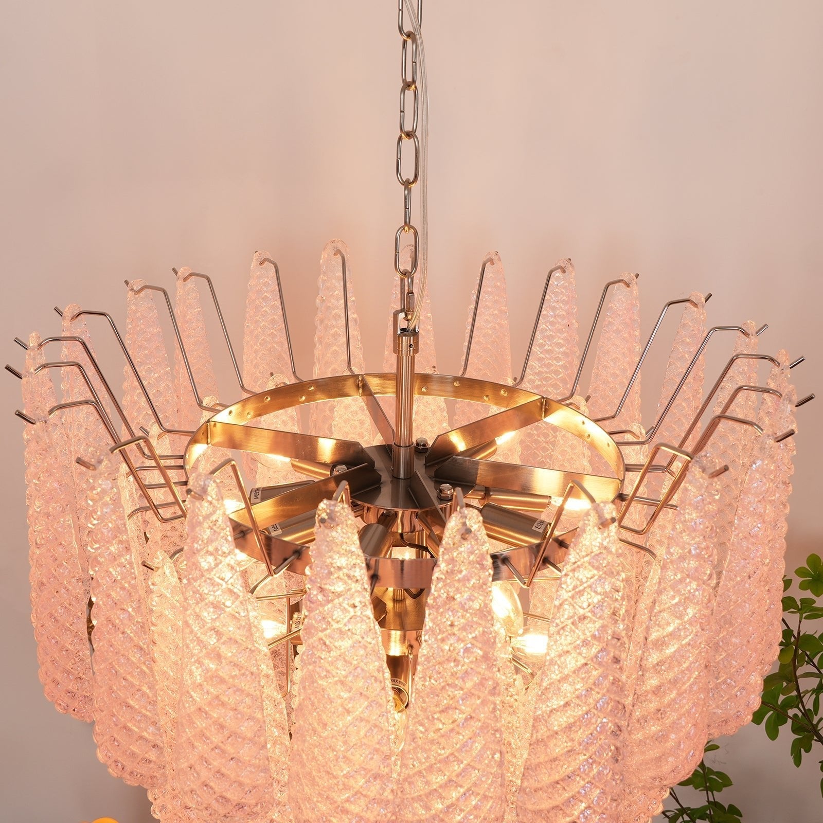Murano Pink Glass Dewdrop Chandelier - Vakkerlight