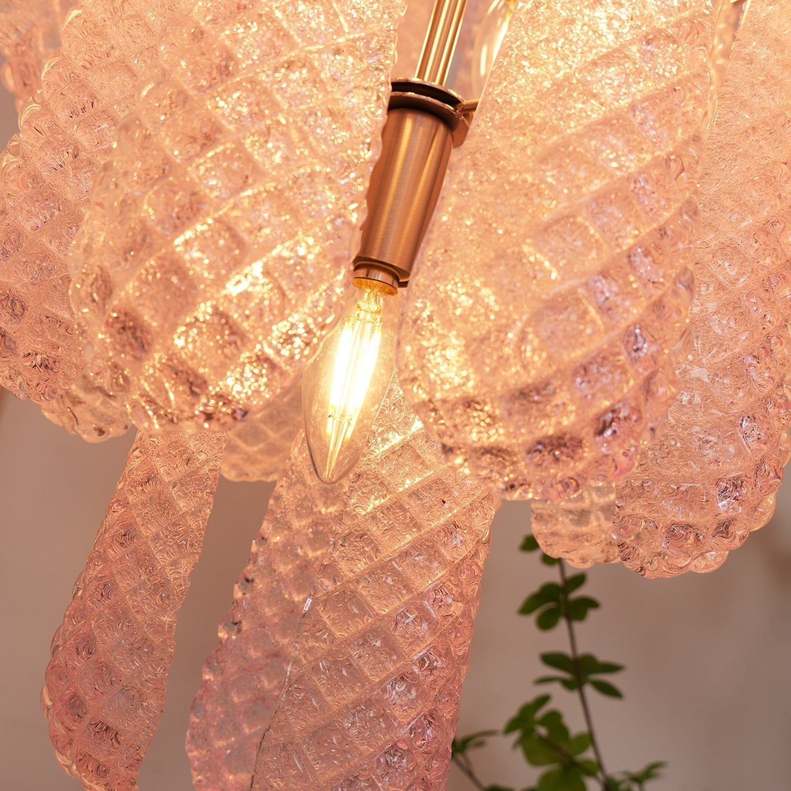 Murano Pink Glass Dewdrop Chandelier - Vakkerlight