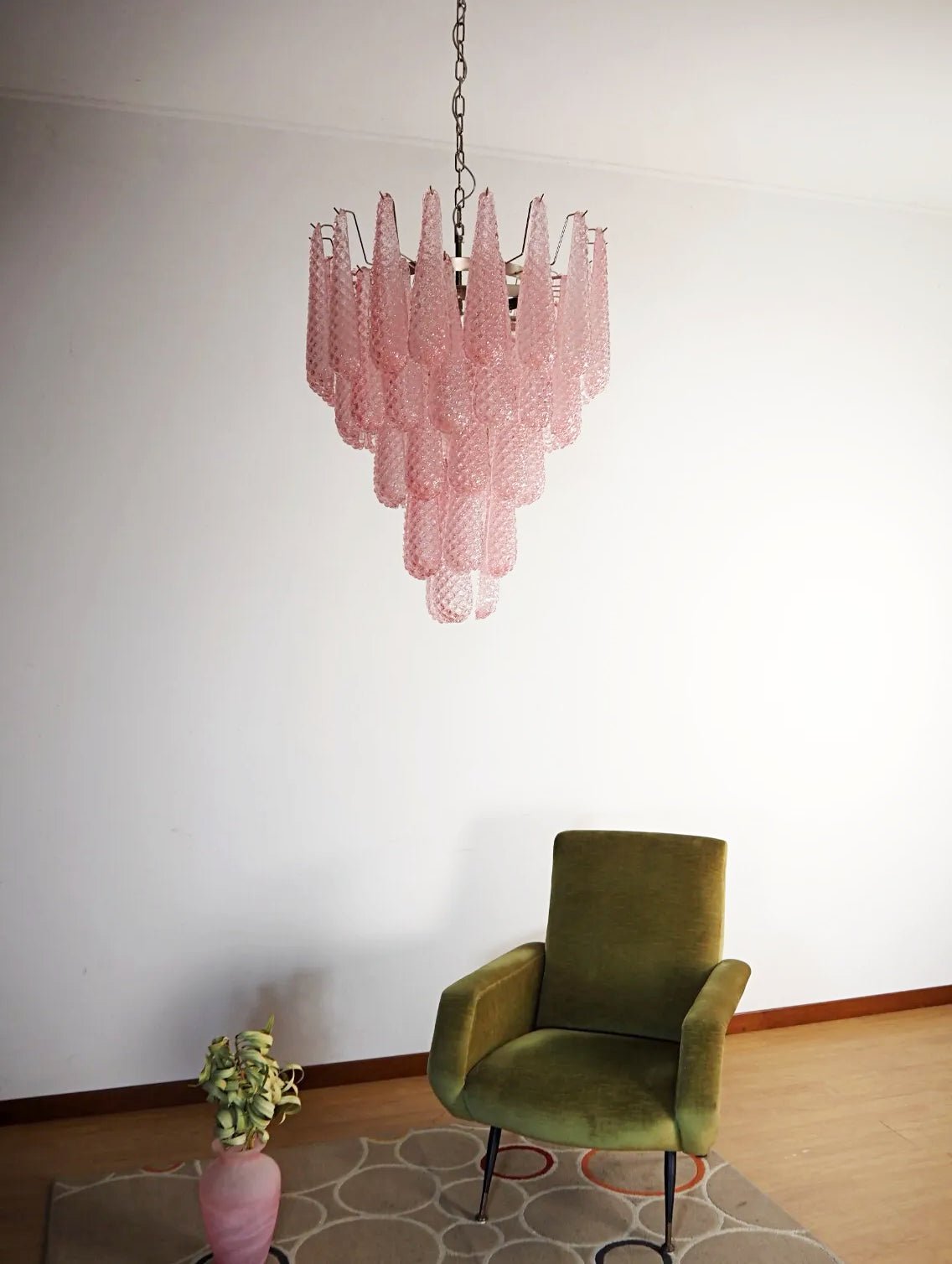 Murano Pink Glass Dewdrop Chandelier - Vakkerlight