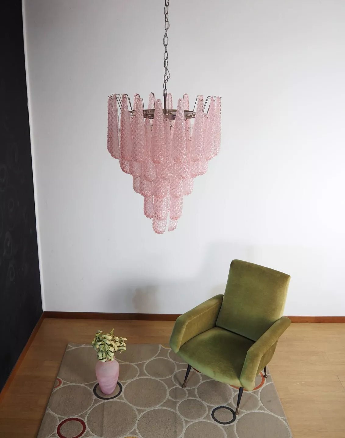 Murano Pink Glass Dewdrop Chandelier - Vakkerlight