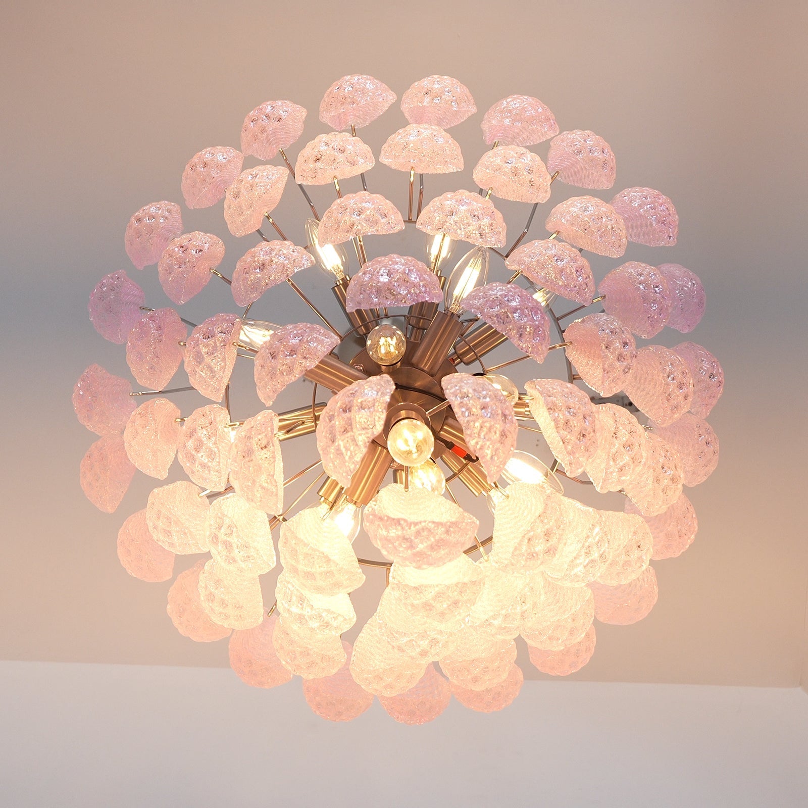 Murano Pink Glass Dewdrop Chandelier - Vakkerlight