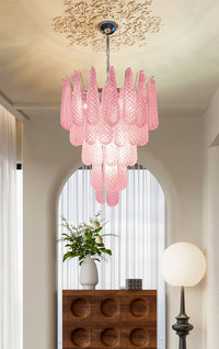 Murano Pink Glass Droplet Chandelier - Vakkerlight