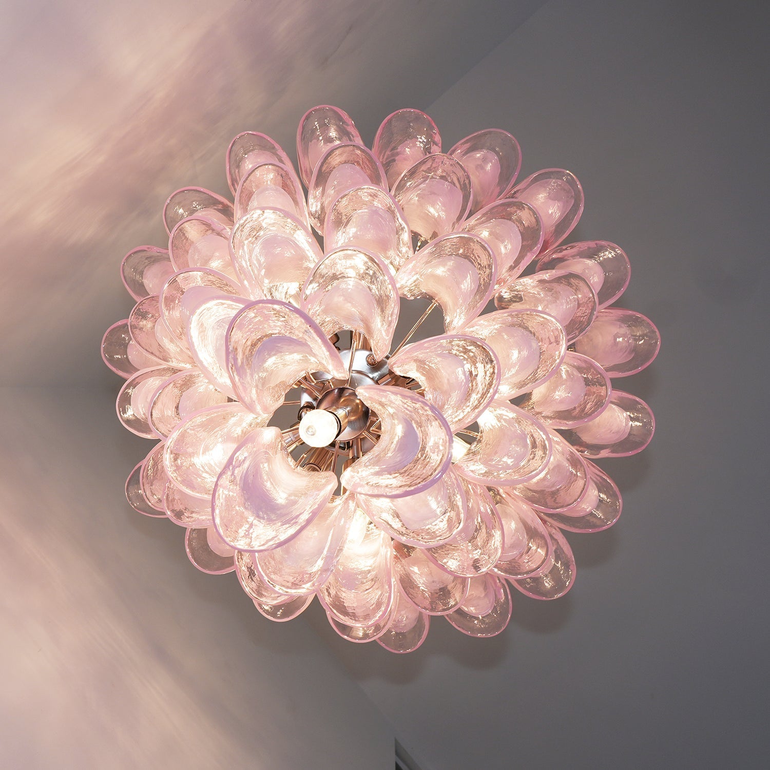 Murano Pink Glass Petals Chandelier - Vakkerlight