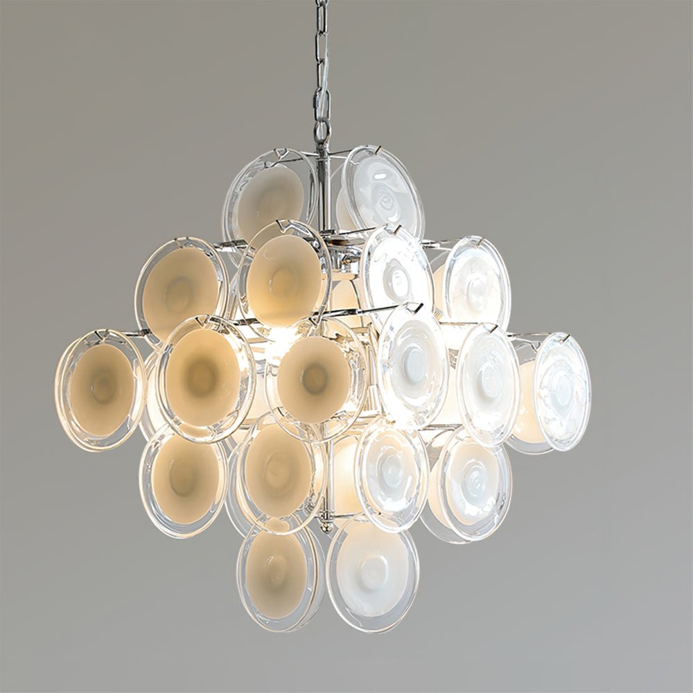 Murano Disc White Glass Chandelier - Vakkerlight