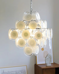Murano Disc White Glass Chandelier - Vakkerlight