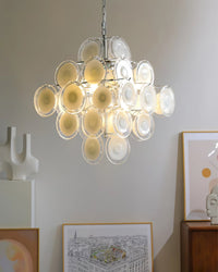 Murano Disc White Glass Chandelier - Vakkerlight
