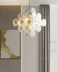 Murano Disc White Glass Chandelier - Vakkerlight