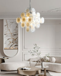 Murano Disc White Glass Chandelier - Vakkerlight