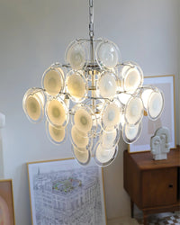 Murano Disc White Glass Chandelier - Vakkerlight