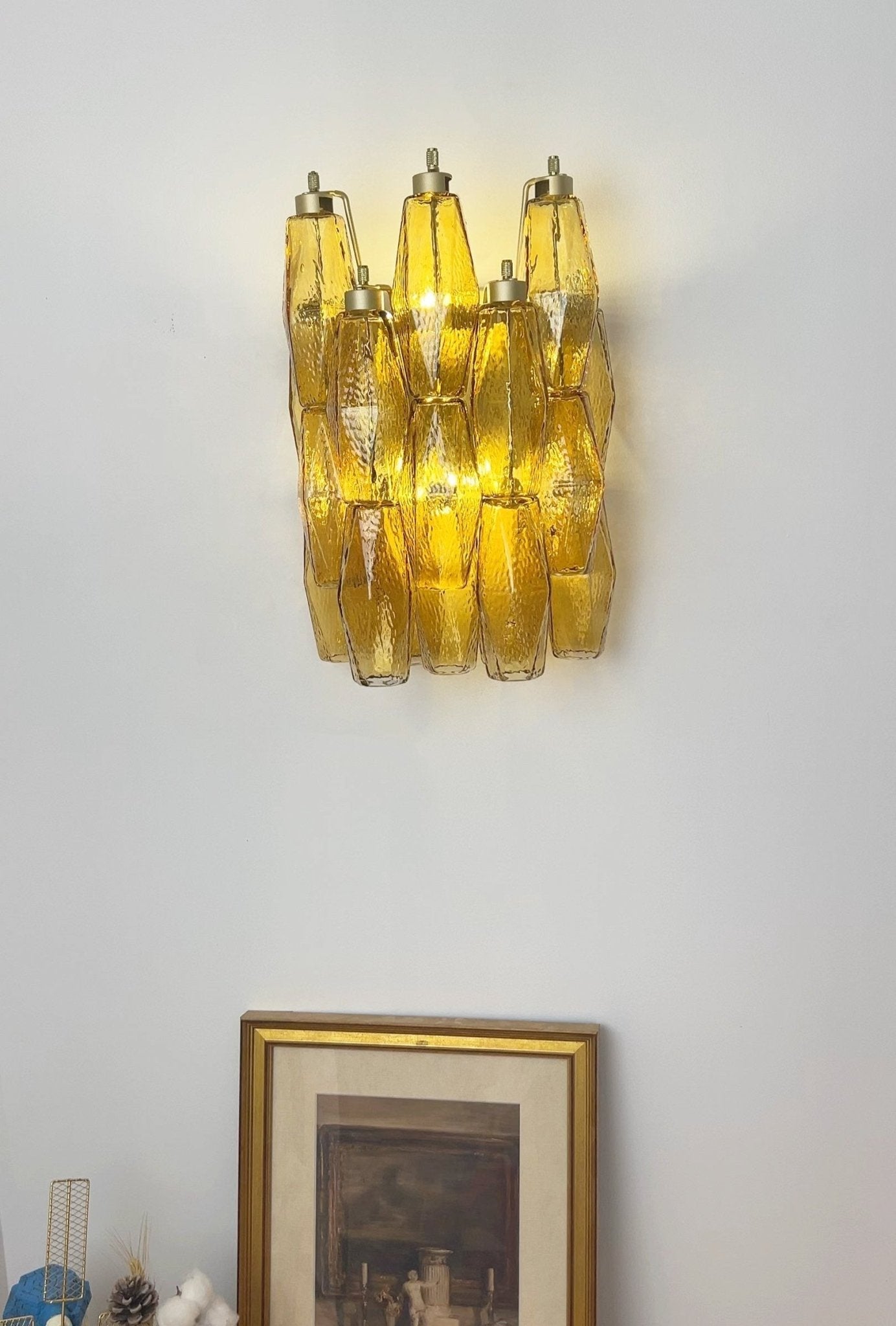 Murano Rhombus Amber Glass Wall Lamp - Vakkerlight
