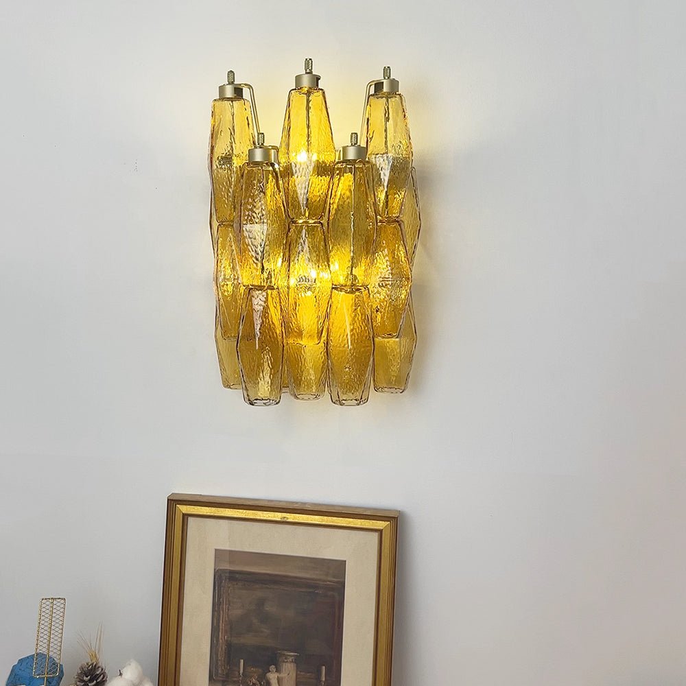 Murano Rhombus Amber Glass Wall Lamp - Vakkerlight