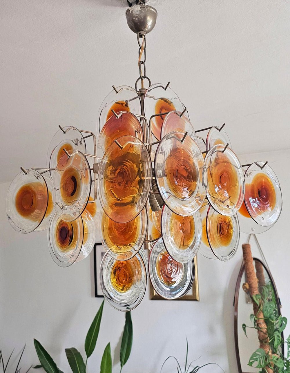 Orange Transparent Murano Disc Chandelier - Vakkerlight