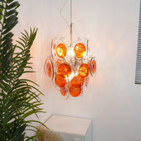 Orange Transparent Murano Disc Chandelier - Vakkerlight