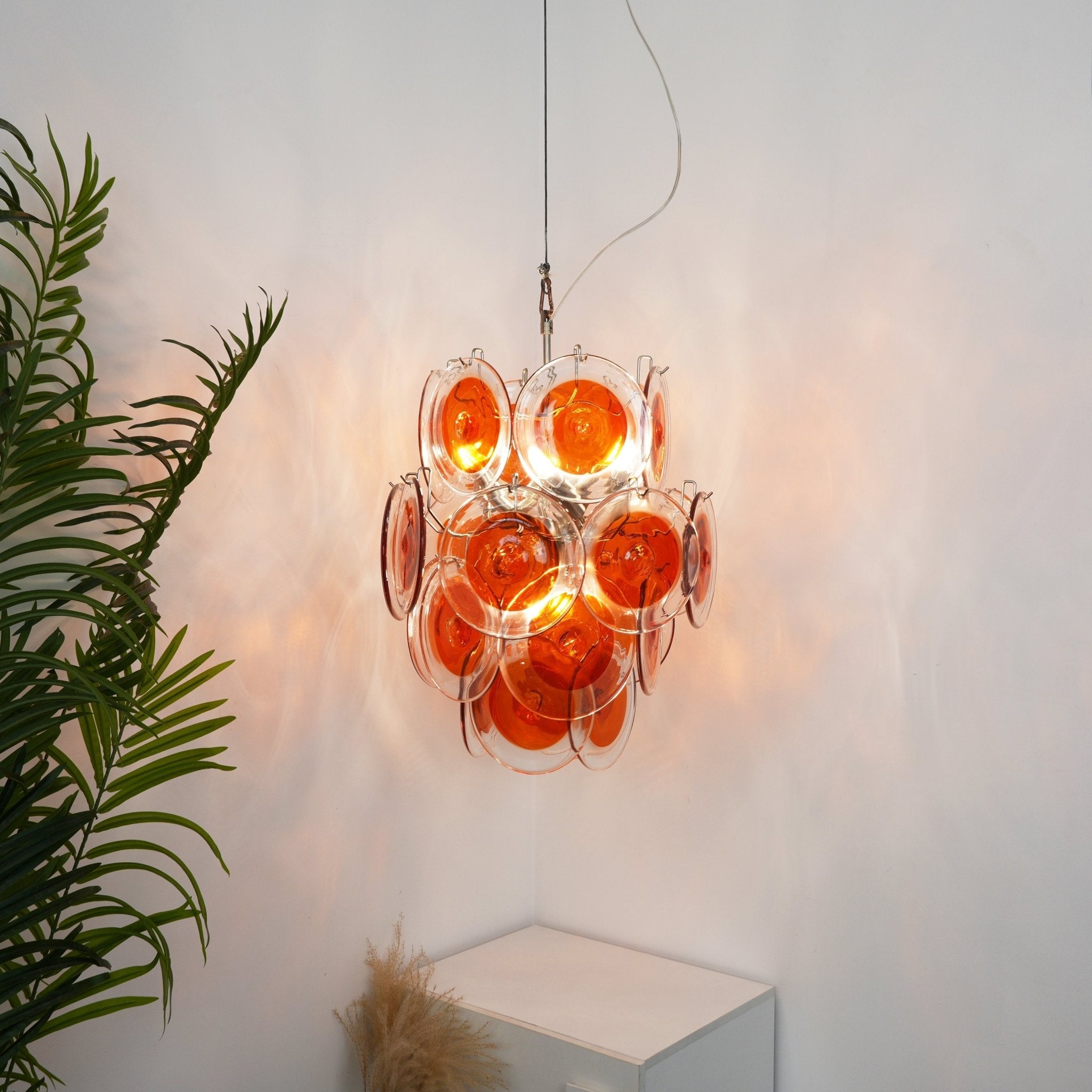 Orange Transparent Murano Disc Chandelier - Vakkerlight