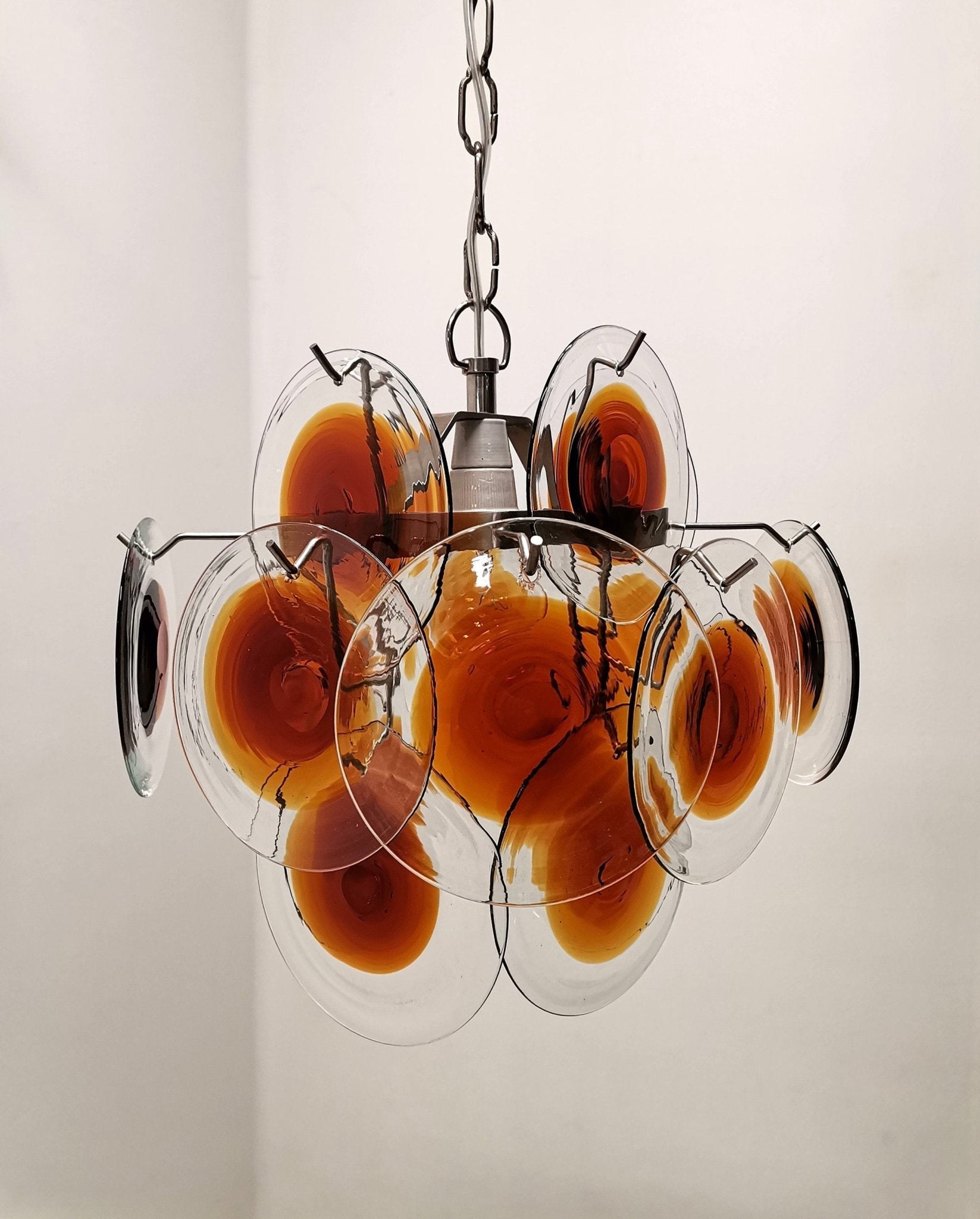 Orange Transparent Murano Disc Chandelier - Vakkerlight