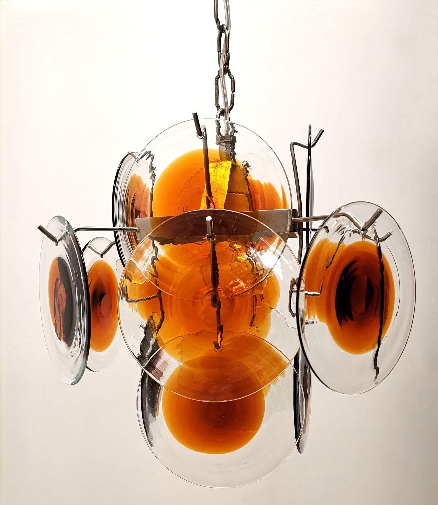 Orange Transparent Murano Disc Chandelier - Vakkerlight