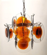 Orange Transparent Murano Disc Chandelier - Vakkerlight
