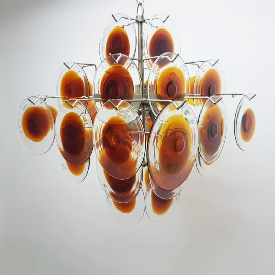 Orange Transparent Murano Disc Chandelier - Vakkerlight