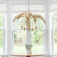 Vakker Limited Brass Palm Frond 5-Light Chandelier — Detail View 2