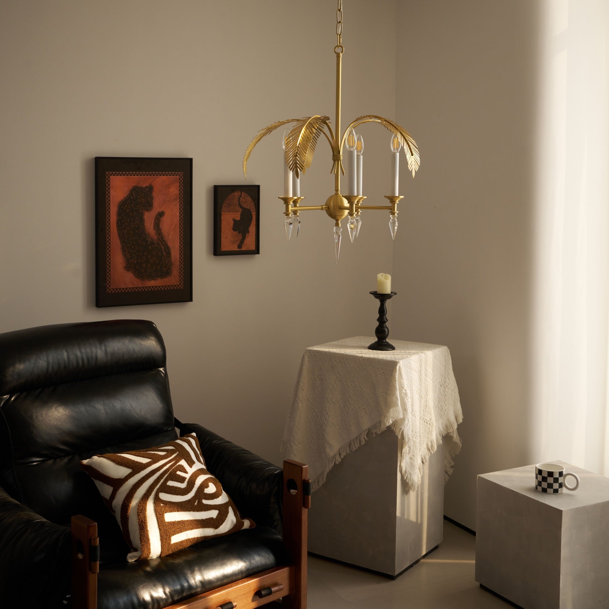 Vakker Limited Brass Palm Frond 5-Light Chandelier — Detail View 6
