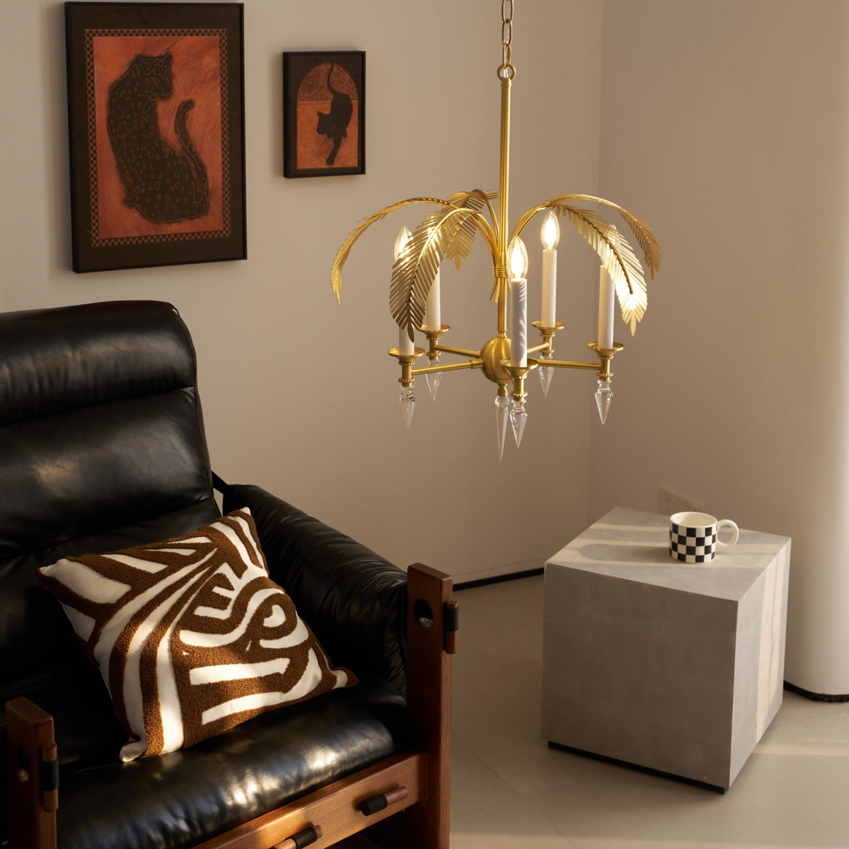Vakker Limited Brass Palm Frond 5-Light Chandelier — Detail View 7
