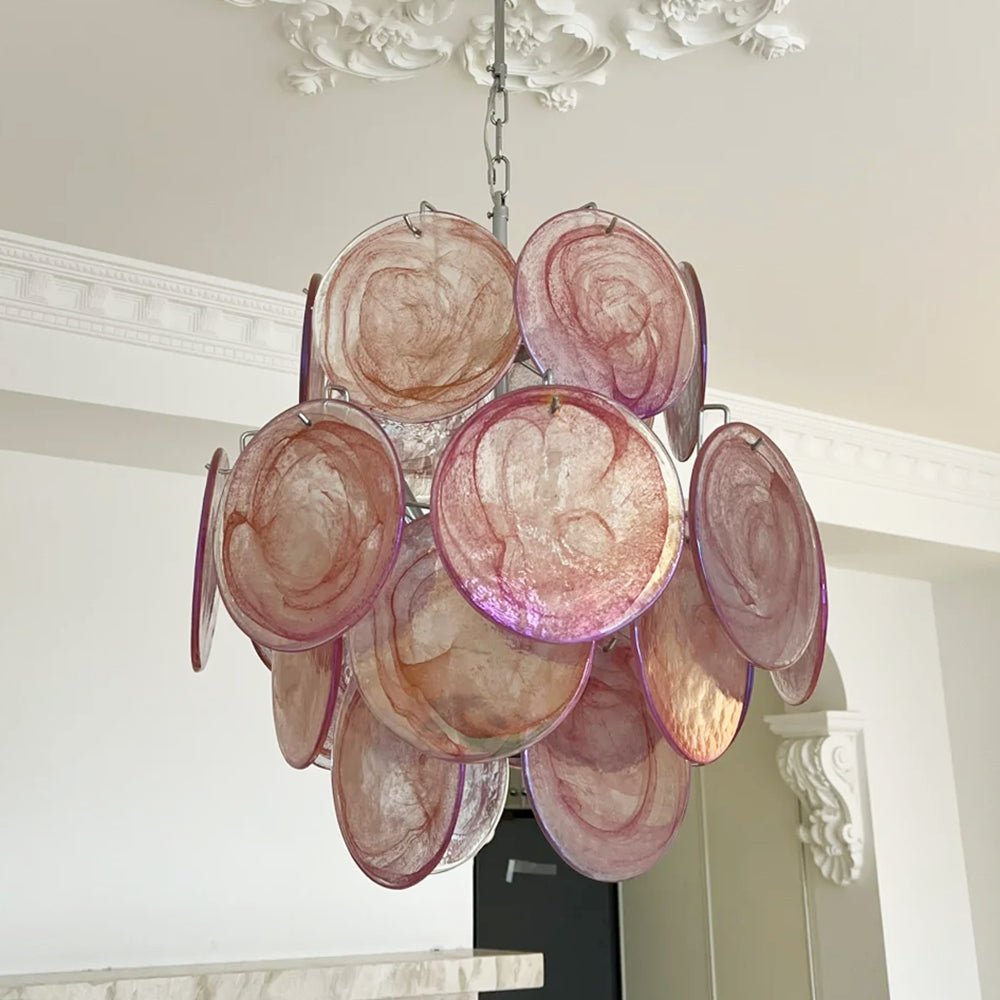 Pink Murano Disc Glass Chandelier - Vakkerlight