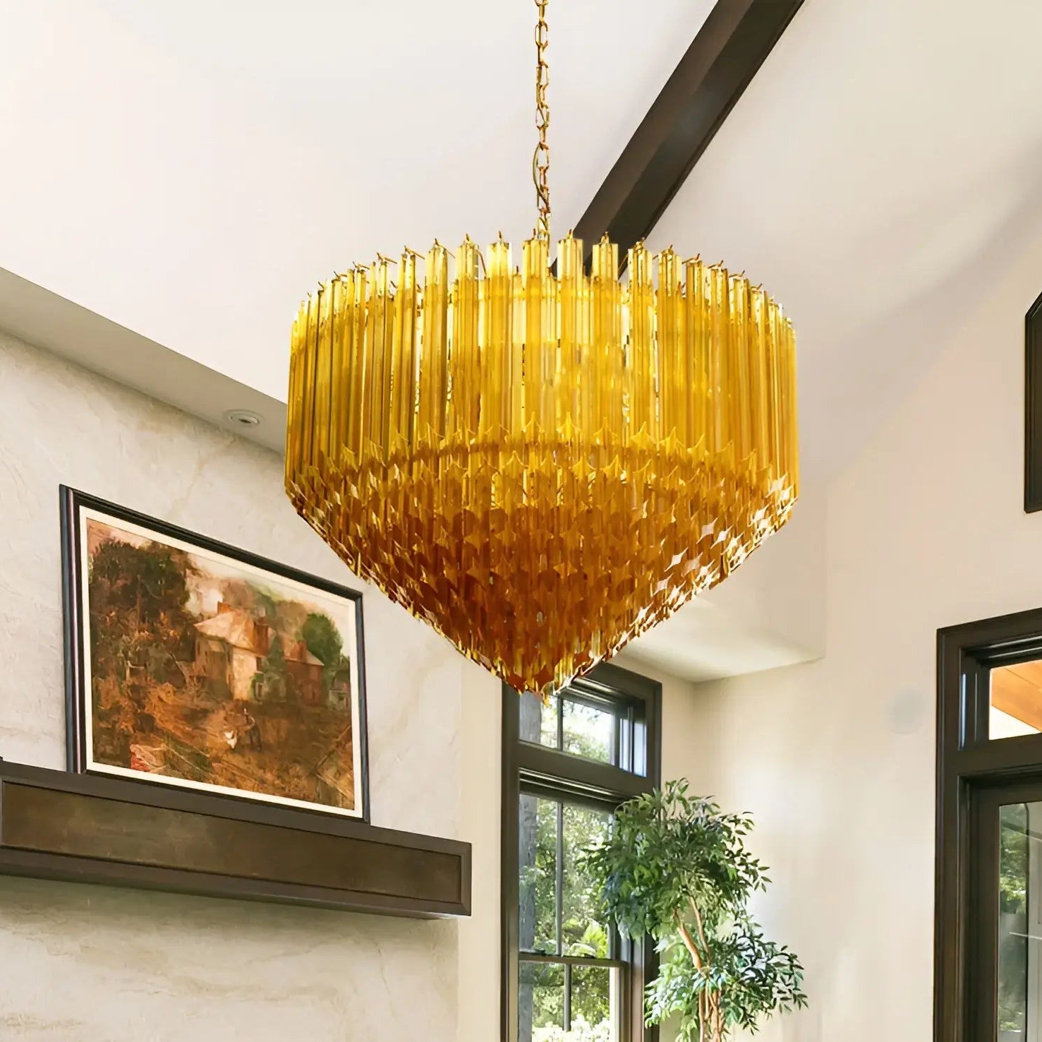 Prism Murano Amber Glass Chandelier - Vakkerlight