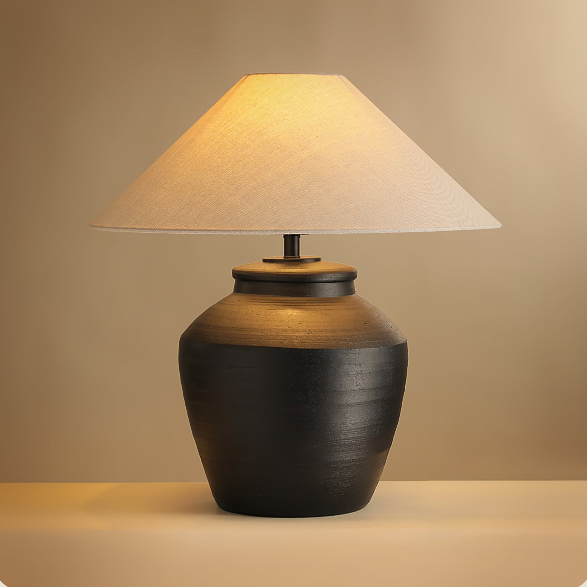 Rustic Black Ceramic Table Lamp - Vakkerlight