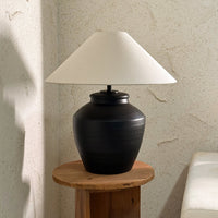 Rustic Black Ceramic Table Lamp - Vakkerlight