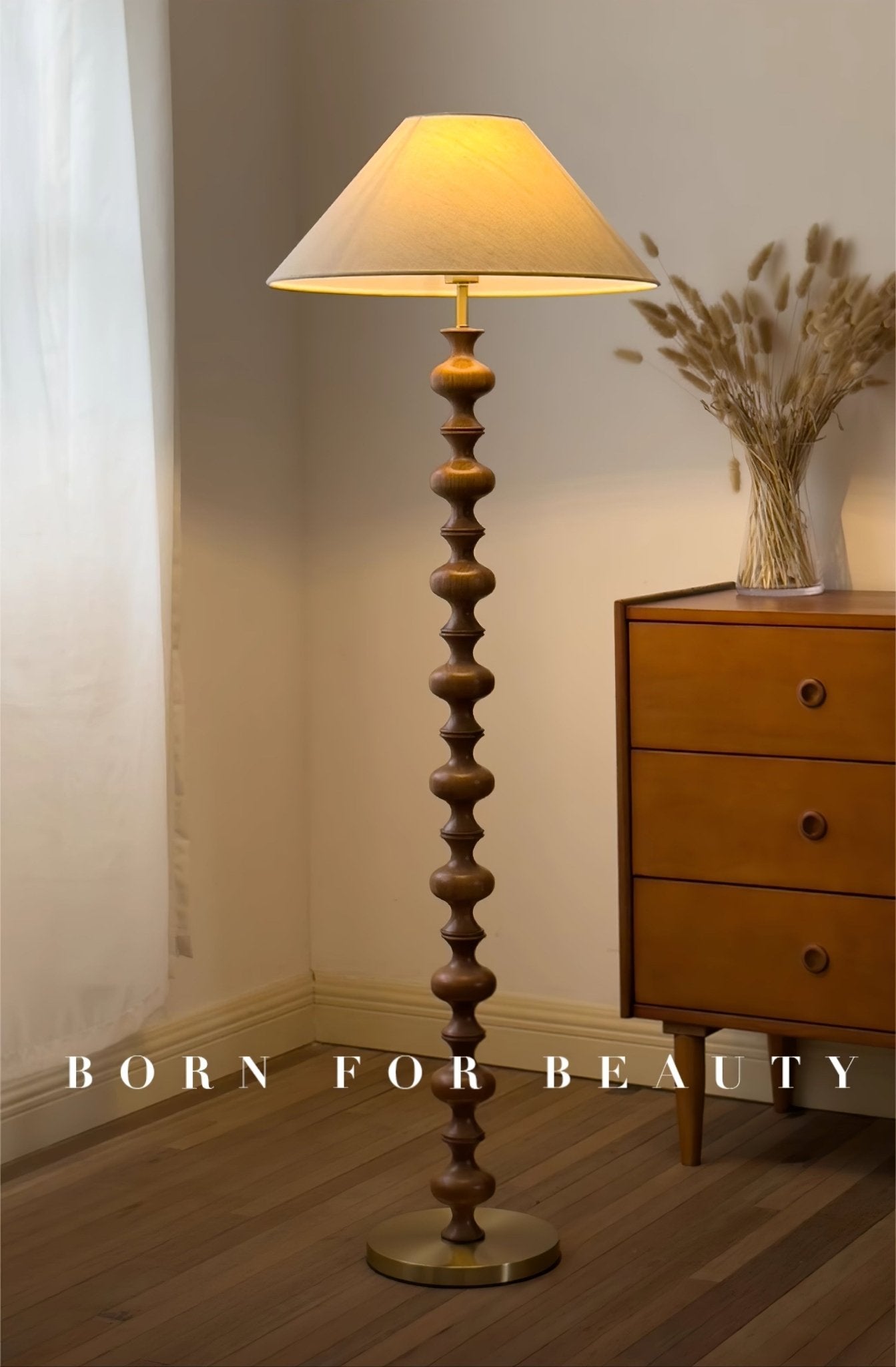 Sculpted Rhythm Wood Floor Lamp - Vakkerlight