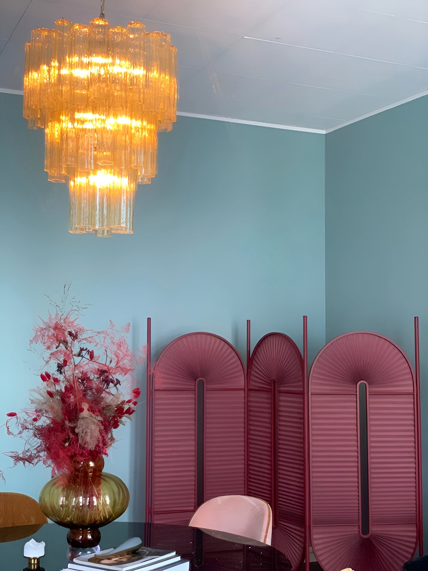 Yellow Murano Glass Tube Chandelier - Vakkerlight