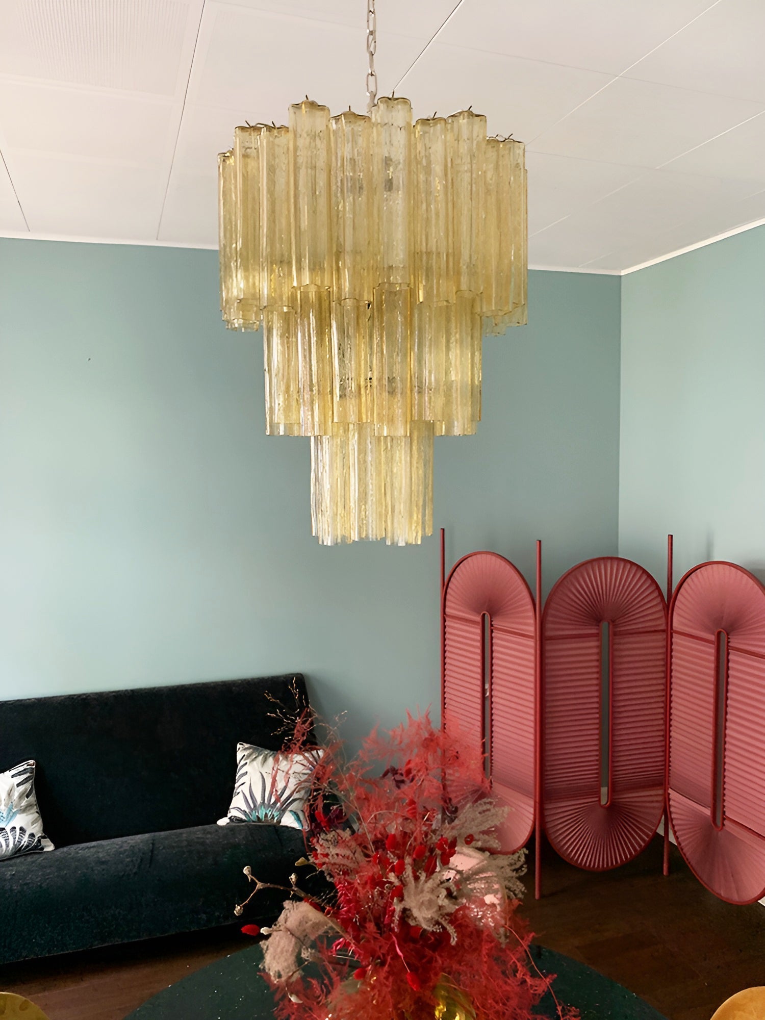Yellow Murano Glass Tube Chandelier - Vakkerlight