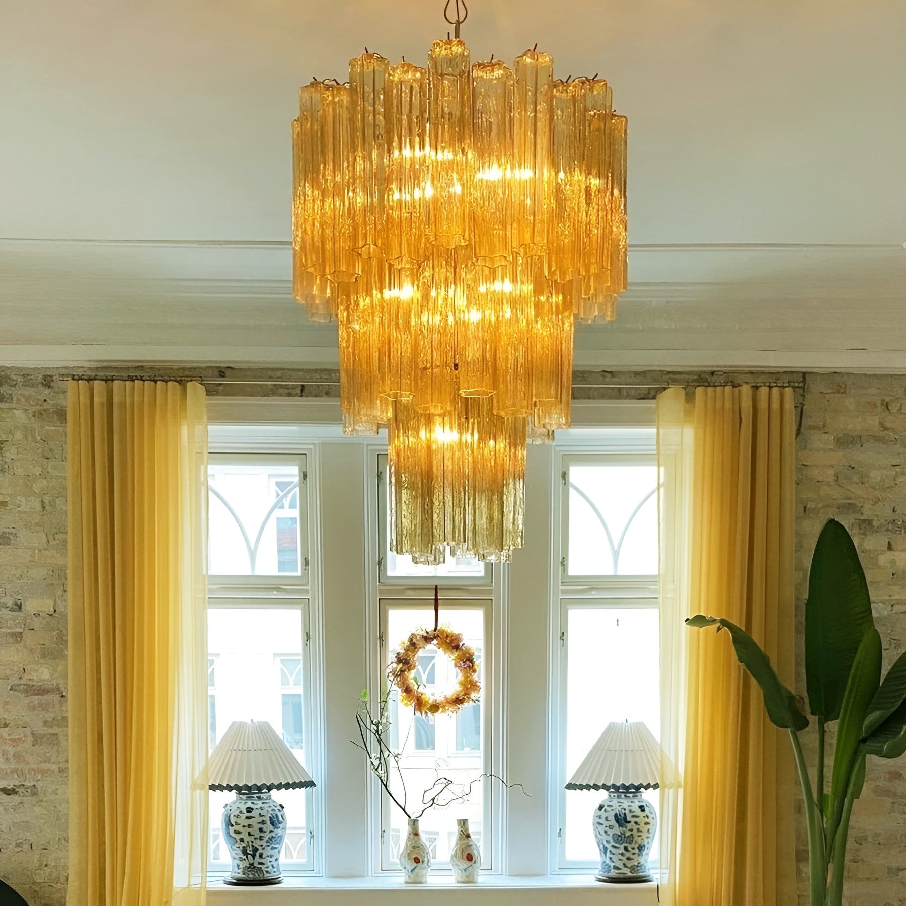 Yellow Murano Glass Tube Chandelier - Vakkerlight