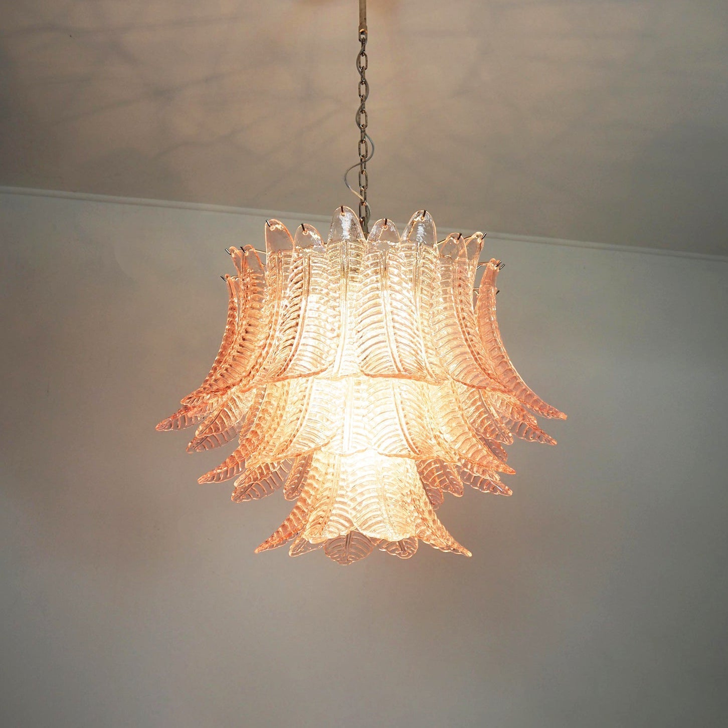 Murano Pink Glass Leaf Chandelier - Vakkerlight