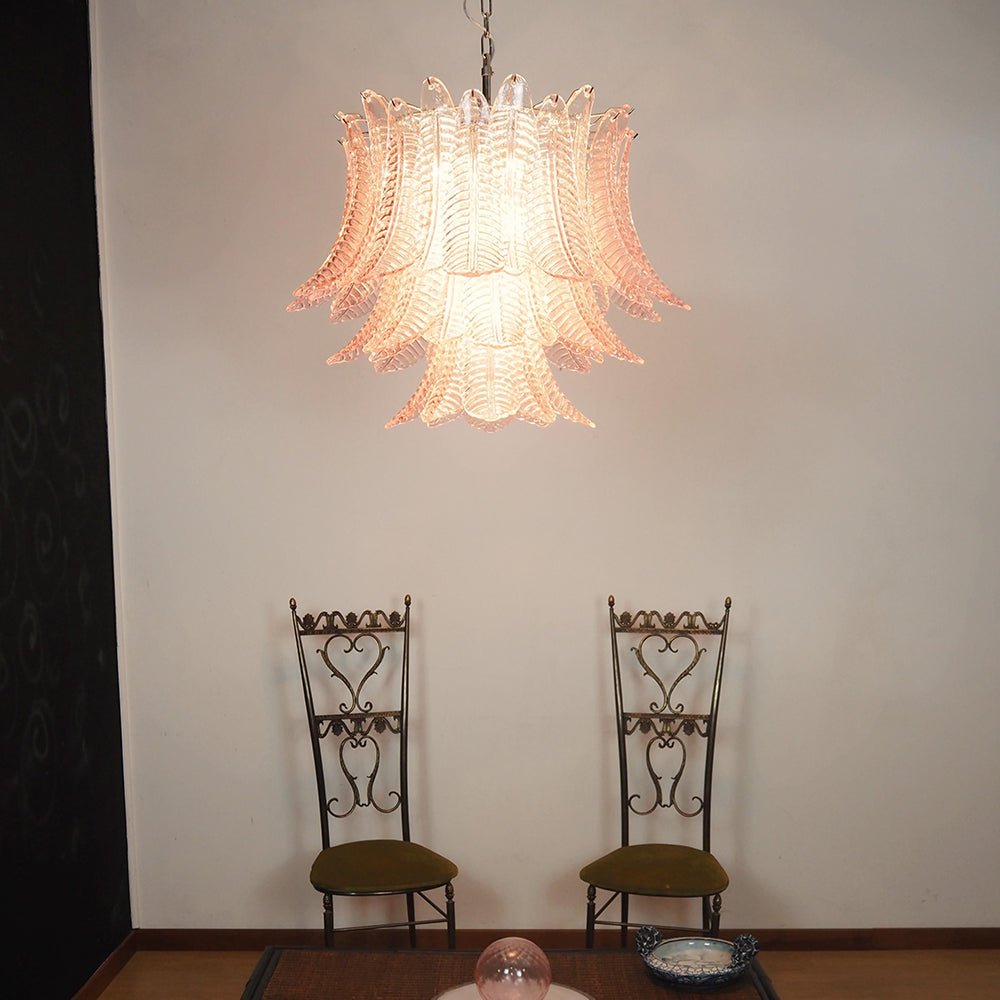 Murano Pink Glass Leaf Chandelier - Vakkerlight