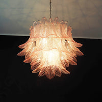 Murano Pink Glass Leaf Chandelier - Vakkerlight