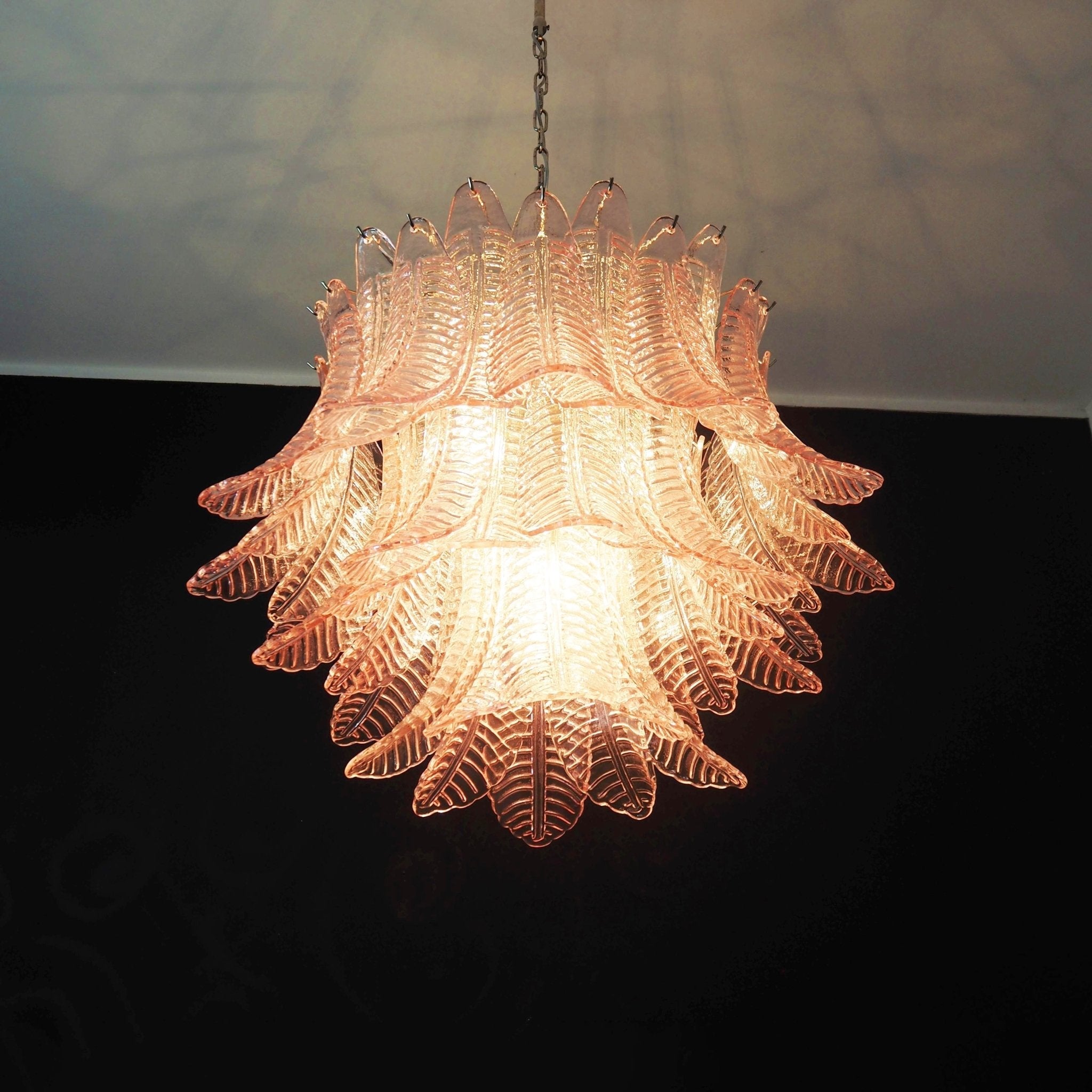 Murano Pink Glass Leaf Chandelier - Vakkerlight
