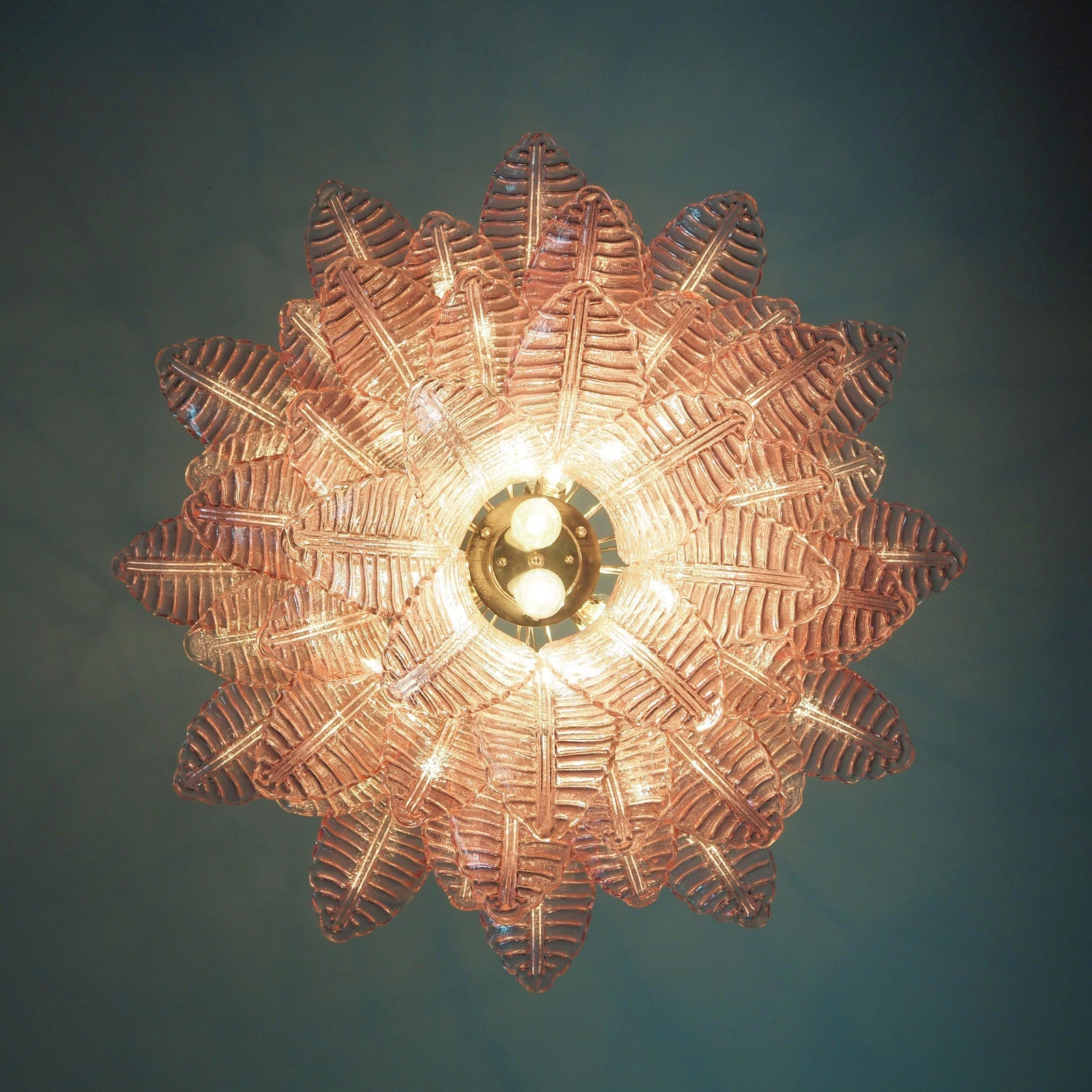 Murano Pink Glass Leaf Chandelier - Vakkerlight