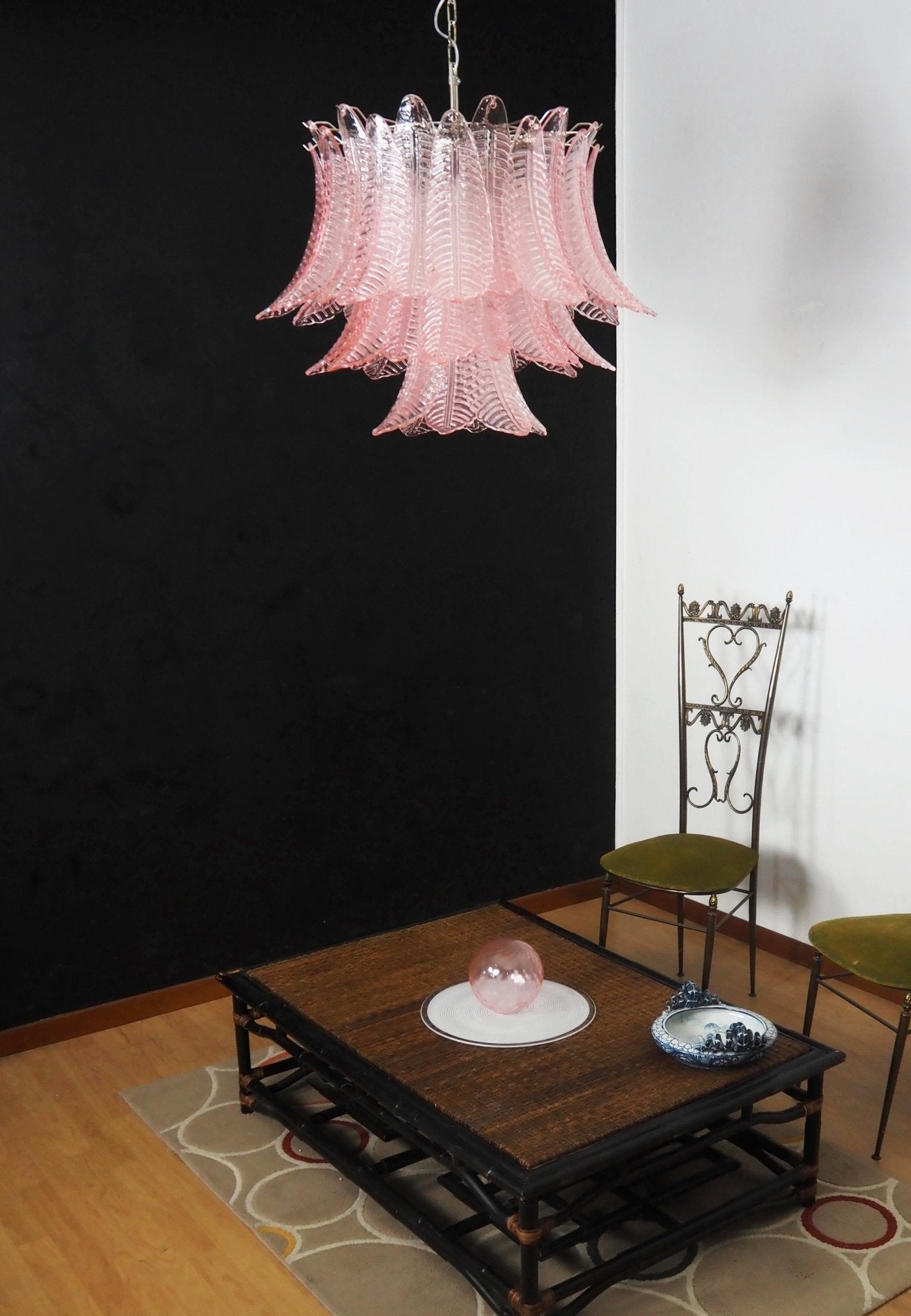 Murano Pink Glass Leaf Chandelier - Vakkerlight