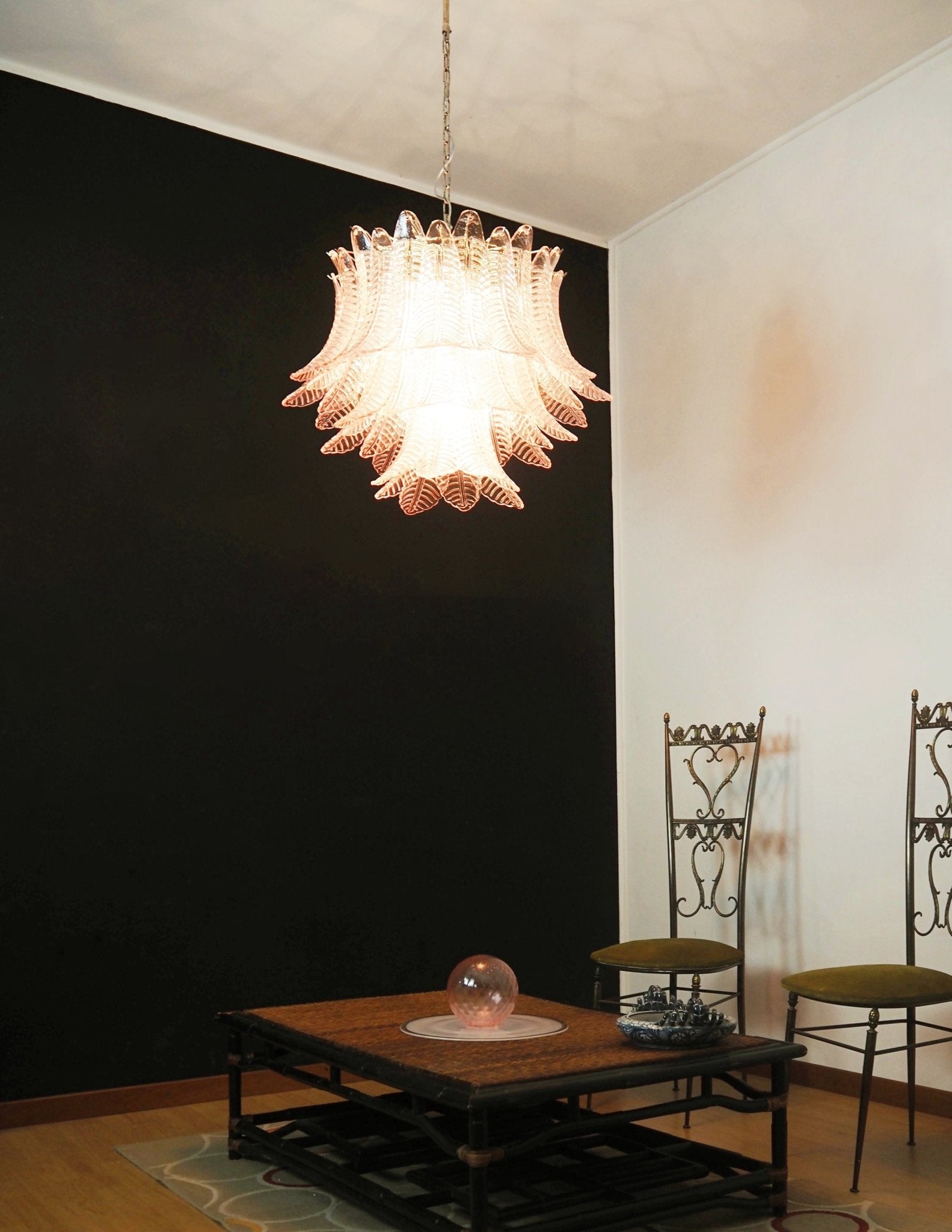 Murano Pink Glass Leaf Chandelier - Vakkerlight