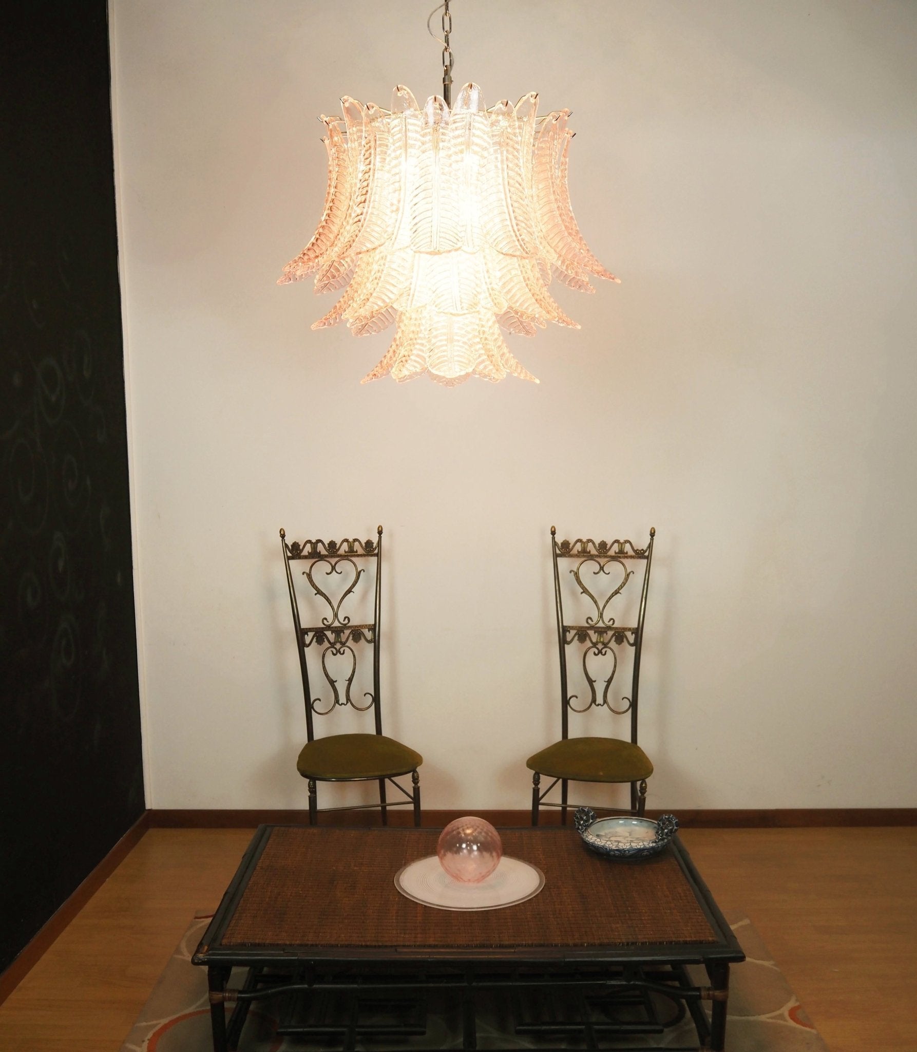 Murano Pink Glass Leaf Chandelier - Vakkerlight