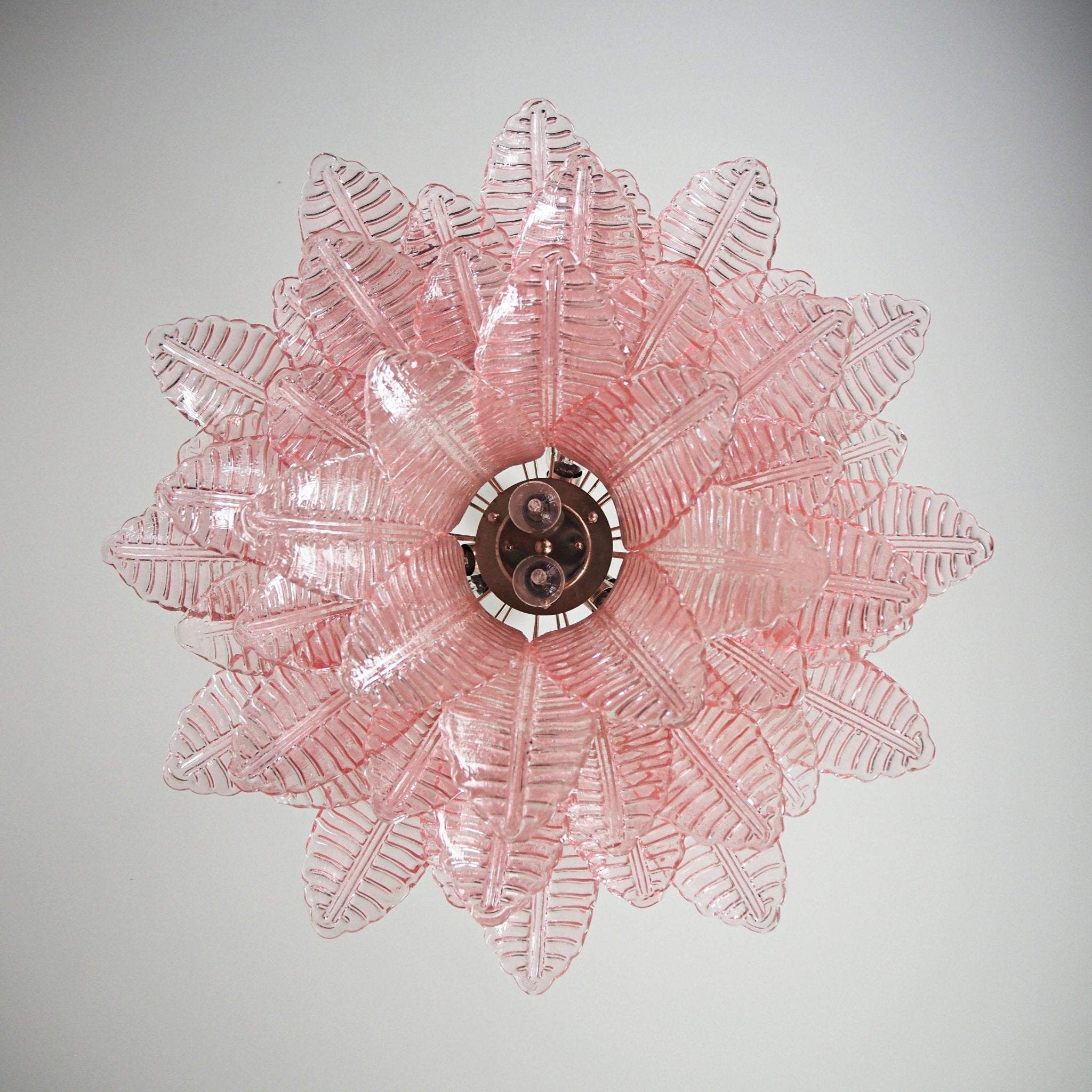 Murano Pink Glass Leaf Chandelier - Vakkerlight