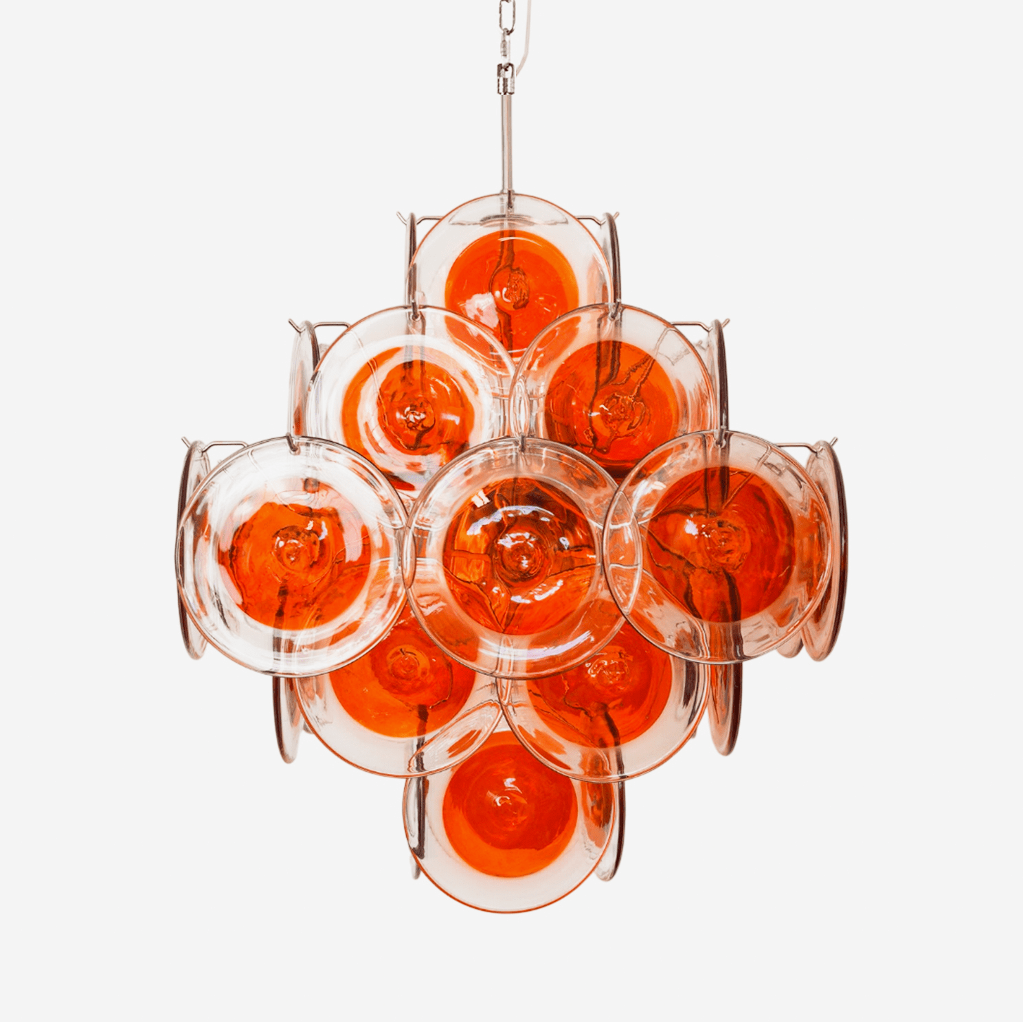 Orange Transparent Murano Disc Chandelier - Vakkerlight
